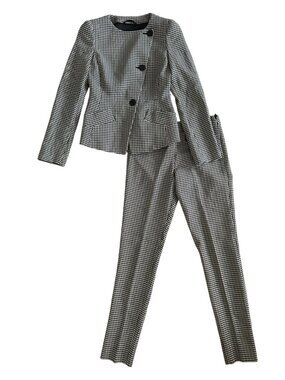 EMPORIO ARMANI Women’s Houndstooth Black White Jacket Pants Suit Sz US 36